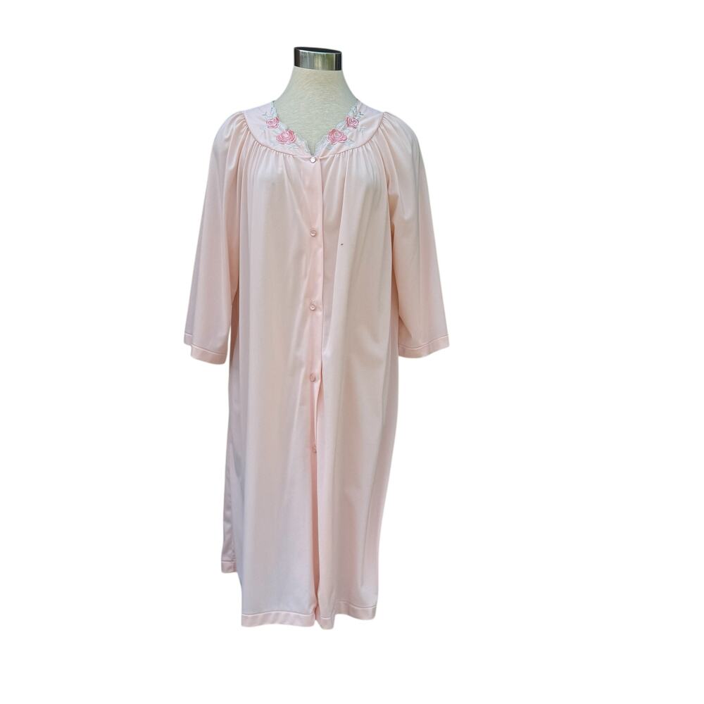🌶️ Shadowline Peach Nylon Embroidered Nightgown Large